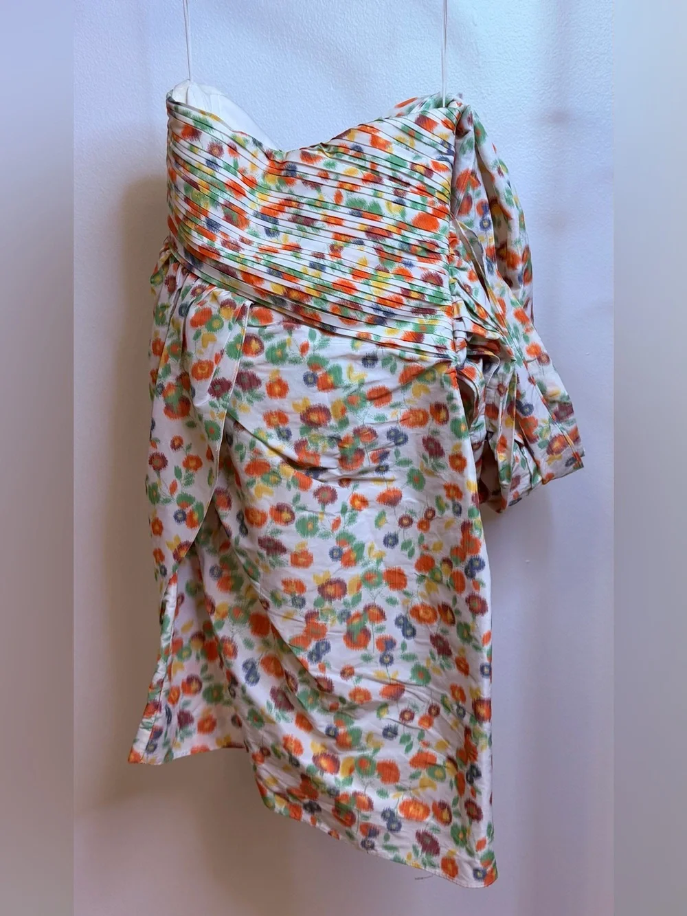 Tory Burch Tossed Confetti Strapless Dress with Orange Logo Trim Size 00